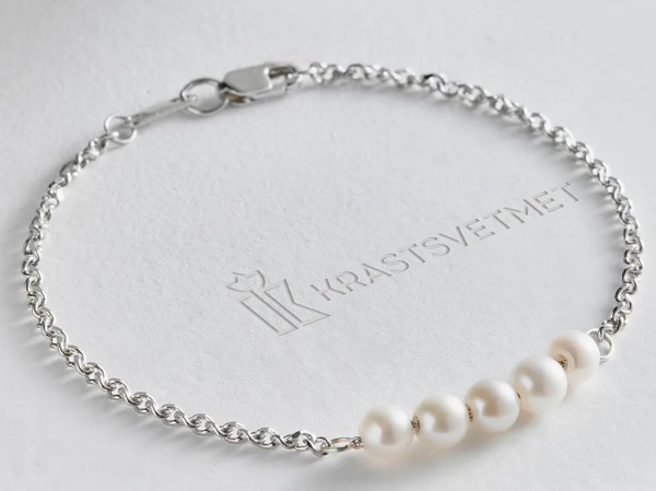 Браслет из серебра с жемчугом